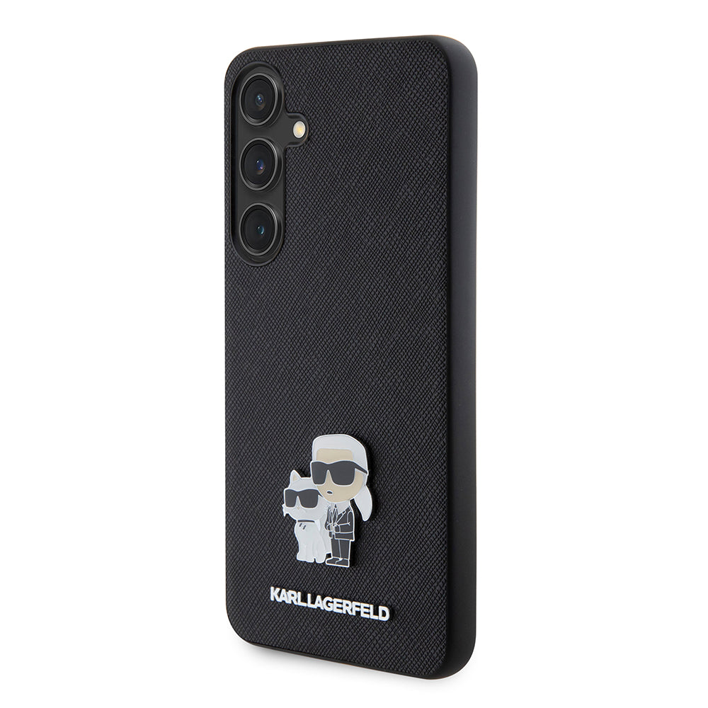 Puzdro pre Samsung Galaxy S24+ S926, Karl Lagerfeld, Saffiano Karl & Choupette Metal, Čierne