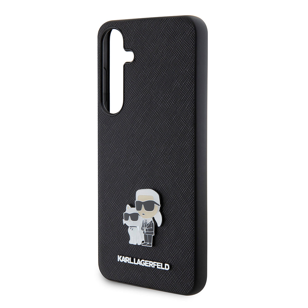 Puzdro pre Samsung Galaxy S24+ S926, Karl Lagerfeld, Saffiano Karl & Choupette Metal, Čierne