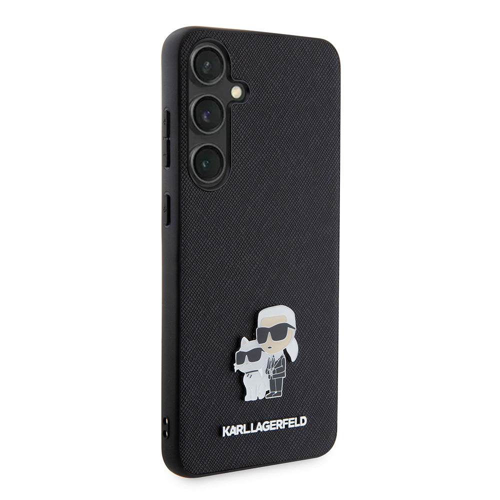 Puzdro pre Samsung Galaxy S24+ S926, Karl Lagerfeld, Saffiano Karl & Choupette Metal, Čierne