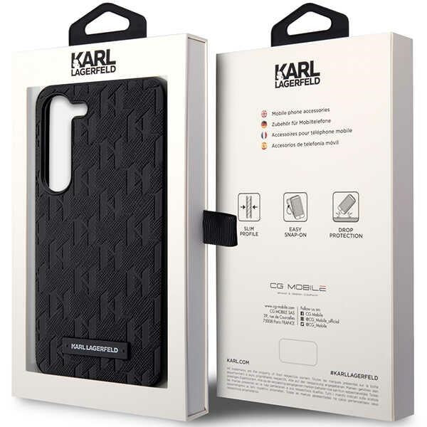 Puzdro pre Samsung Galaxy S24+ S926, Karl Lagerfeld, Saffiano Monogram Metal Logo, Čierne