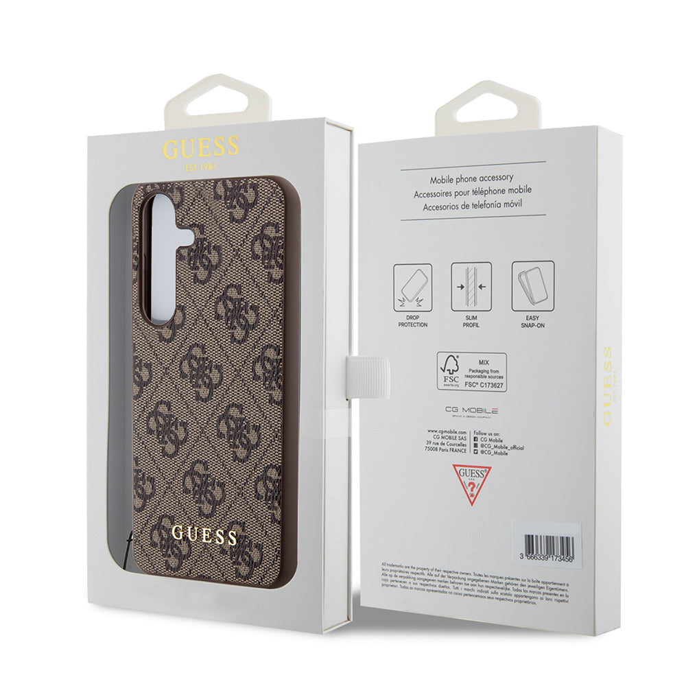 Puzdro pre Samsung Galaxy S24 S921, Guess, 4G Charm, Hnedé