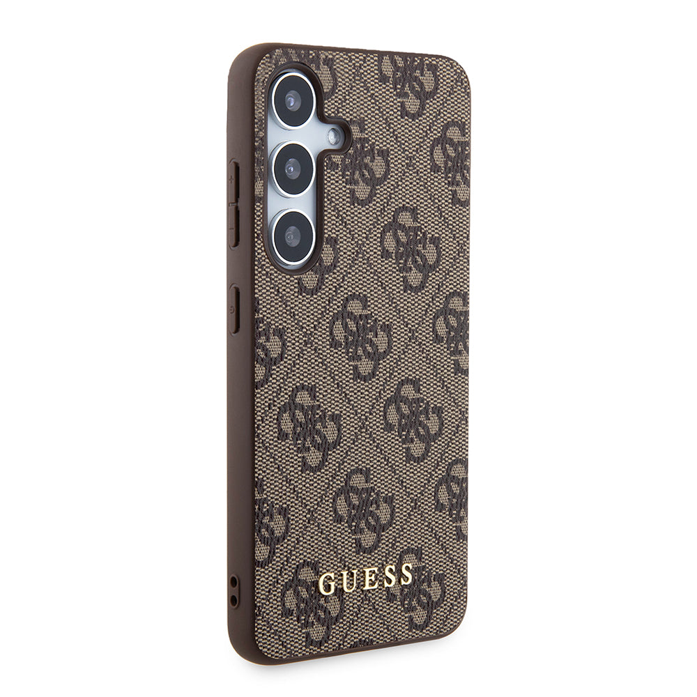 Puzdro pre Samsung Galaxy S24 S921, Guess, 4G Metal Gold Logo, Hnedé