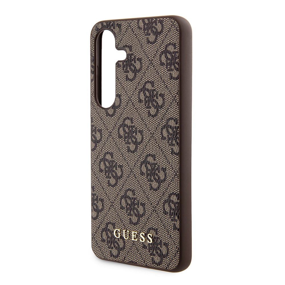 Puzdro pre Samsung Galaxy S24 S921, Guess, 4G Metal Gold Logo, Hnedé