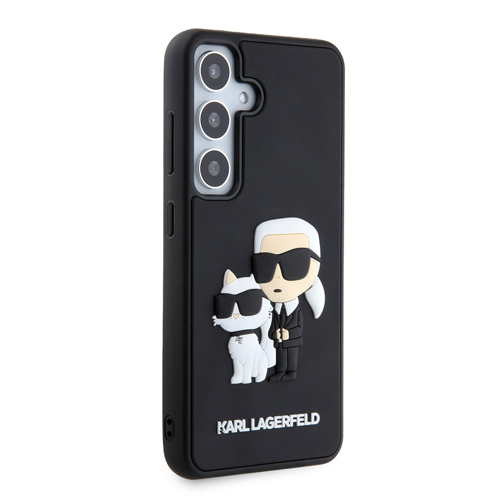 Puzdro pre Samsung Galaxy S24 S921, Karl Lagerfeld, 3D Rubber Karl & Choupette, Čierne