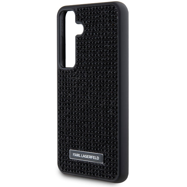 Puzdro pre Samsung Galaxy S24 S921, Karl Lagerfeld, Rhinestone Metal Plate, Čierne