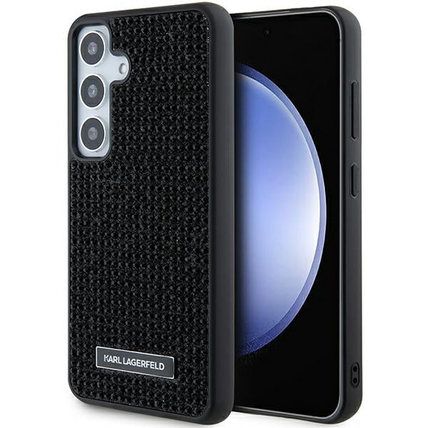 Puzdro pre Samsung Galaxy S24 S921, Karl Lagerfeld, Rhinestone Metal Plate, Čierne
