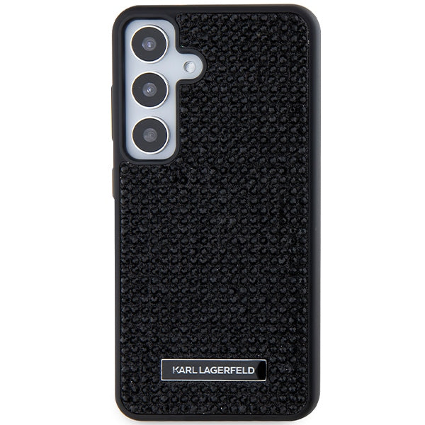 Puzdro pre Samsung Galaxy S24 S921, Karl Lagerfeld, Rhinestone Metal Plate, Čierne