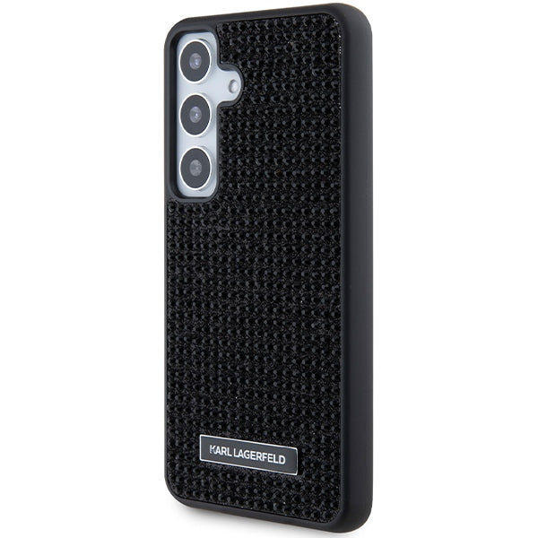 Puzdro pre Samsung Galaxy S24 S921, Karl Lagerfeld, Rhinestone Metal Plate, Čierne
