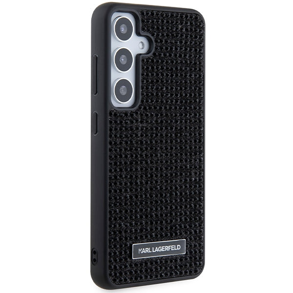 Puzdro pre Samsung Galaxy S24 S921, Karl Lagerfeld, Rhinestone Metal Plate, Čierne