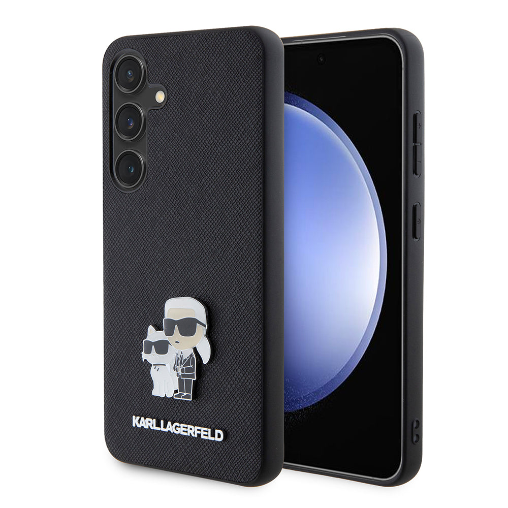 Puzdro pre Samsung Galaxy S24 S921, Karl Lagerfeld, Saffiano Karl & Choupette Metal, Čierne