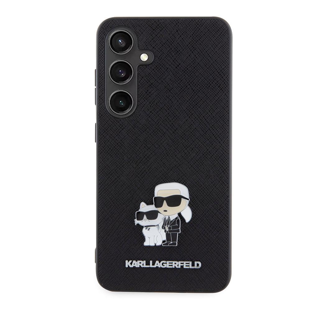 Puzdro pre Samsung Galaxy S24 S921, Karl Lagerfeld, Saffiano Karl & Choupette Metal, Čierne