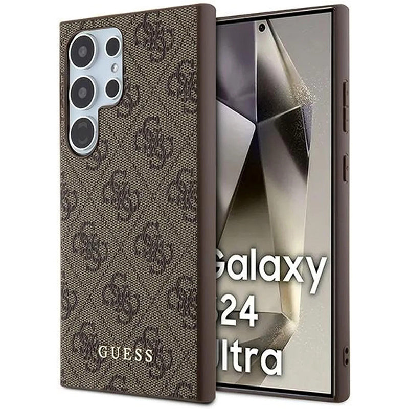 Puzdro pre Samsung Galaxy S24 Ultra S928, Guess, 4G Metal Gold Logo, Hnedé