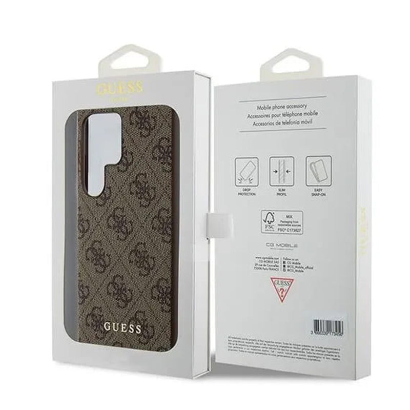 Puzdro pre Samsung Galaxy S24 Ultra S928, Guess, 4G Metal Gold Logo, Hnedé