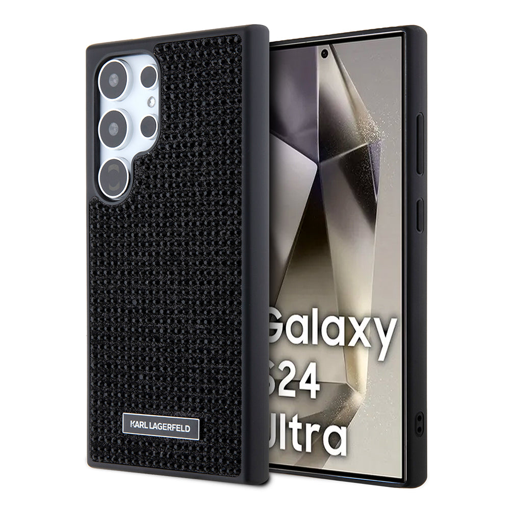 Puzdro pre Samsung Galaxy S24 Ultra S928, Karl Lagerfeld, Rhinestone Metal Plate, Čierne