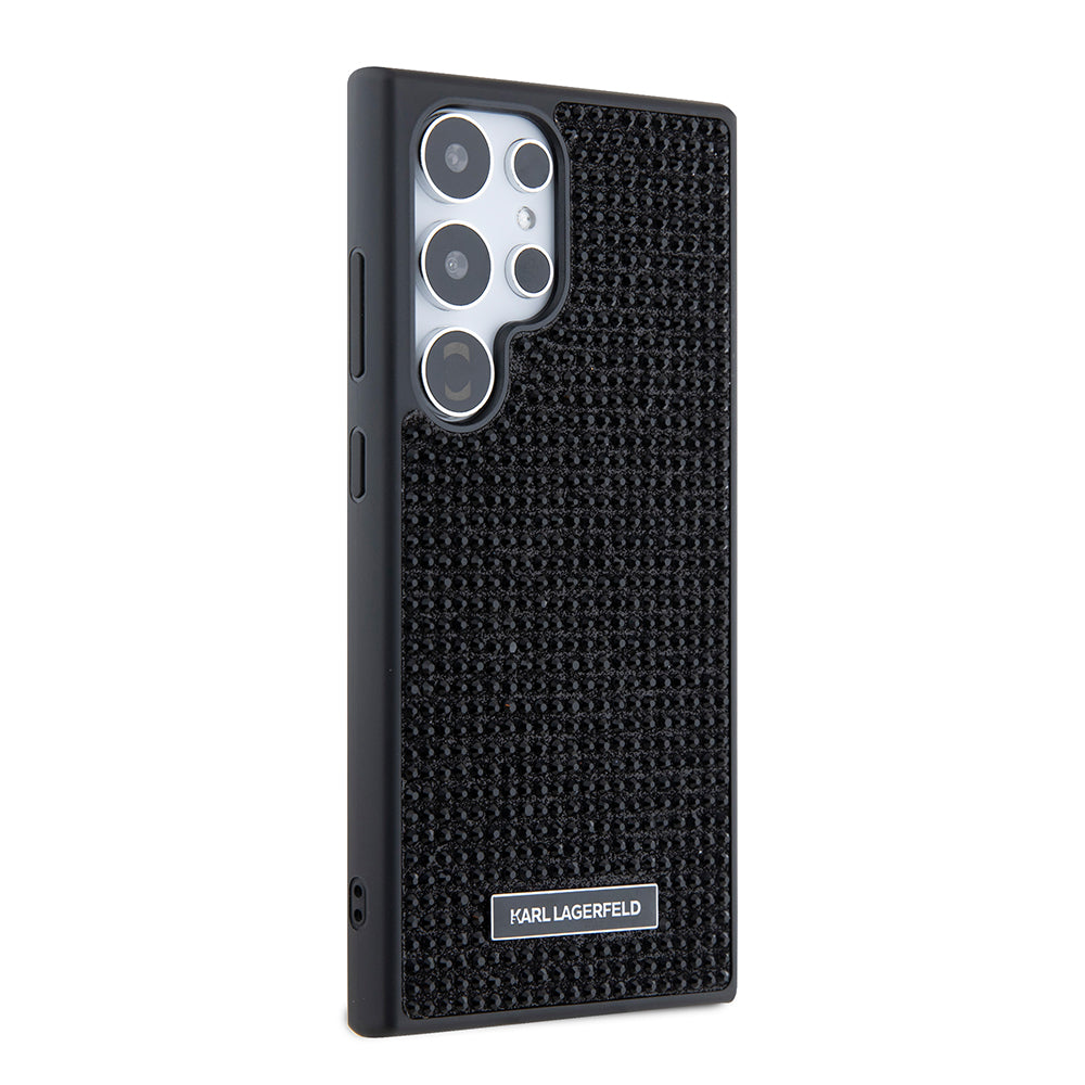 Puzdro pre Samsung Galaxy S24 Ultra S928, Karl Lagerfeld, Rhinestone Metal Plate, Čierne