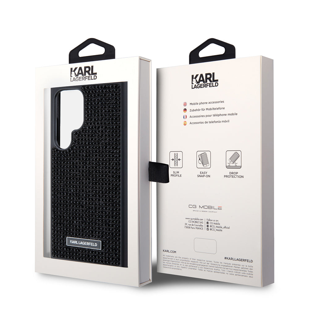 Puzdro pre Samsung Galaxy S24 Ultra S928, Karl Lagerfeld, Rhinestone Metal Plate, Čierne