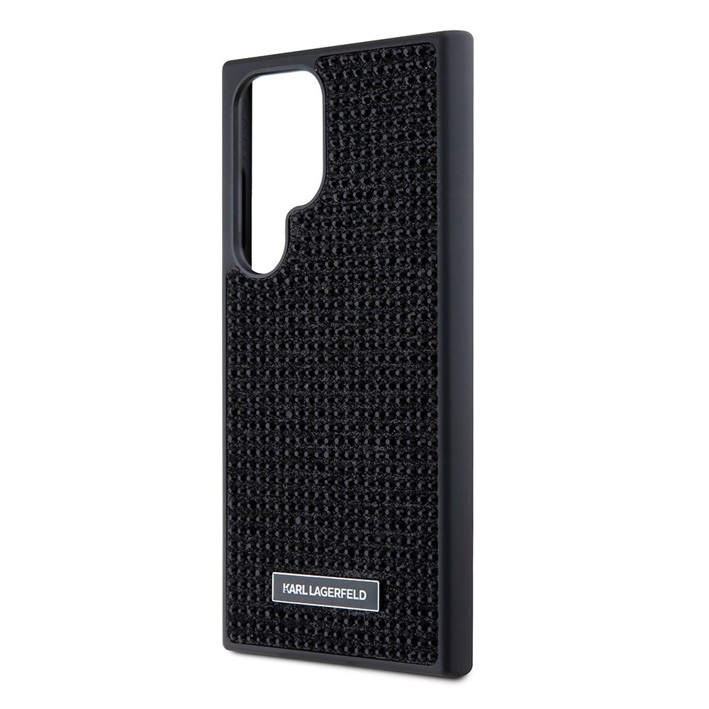 Puzdro pre Samsung Galaxy S24 Ultra S928, Karl Lagerfeld, Rhinestone Metal Plate, Čierne