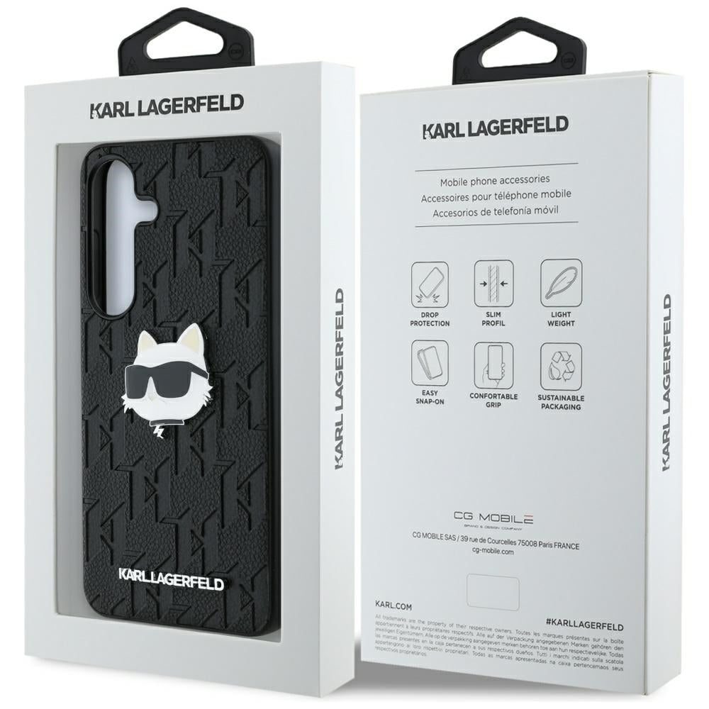 Puzdro pre Samsung Galaxy S25+ S936, Karl Lagerfeld, Monogram Choupette's Head, Čierne