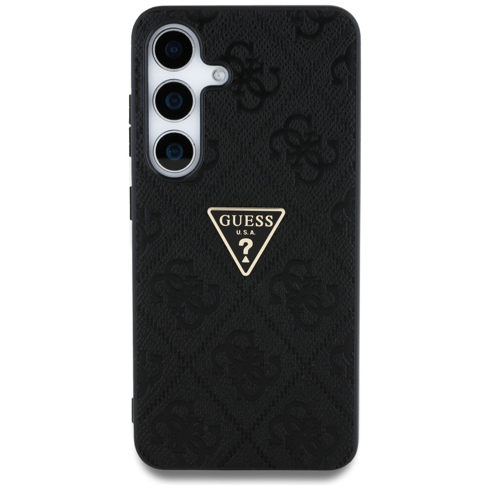 Puzdro pre Samsung Galaxy S25 S931, Guess, Grained Hot Stamp 4G Triangle, Čierne