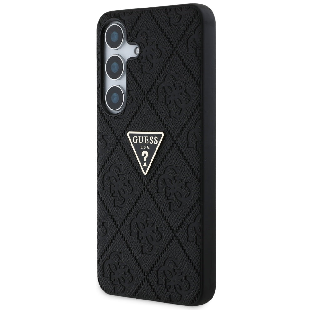 Puzdro pre Samsung Galaxy S25 S931, Guess, Grained Hot Stamp 4G Triangle, Čierne