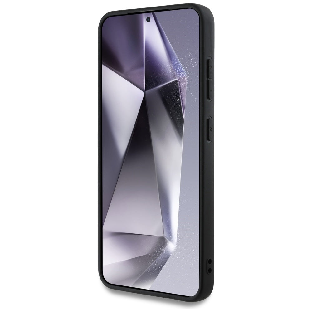 Puzdro pre Samsung Galaxy S25 S931, Guess, Grained Hot Stamp 4G Triangle, Čierne