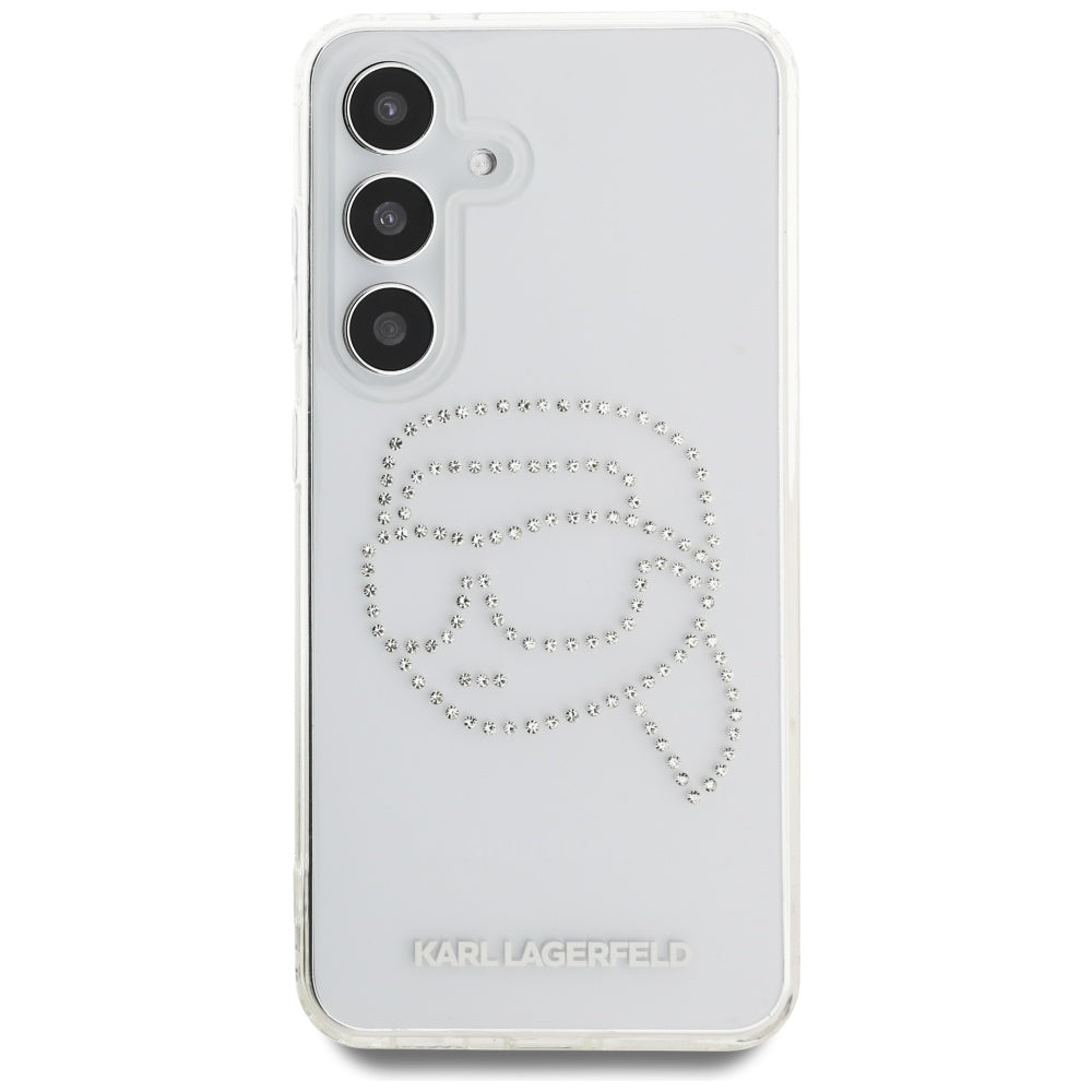 Puzdro pre Samsung Galaxy S25 S931, Karl Lagerfeld, IML Rhinestones Karl's Head, Priehľadné