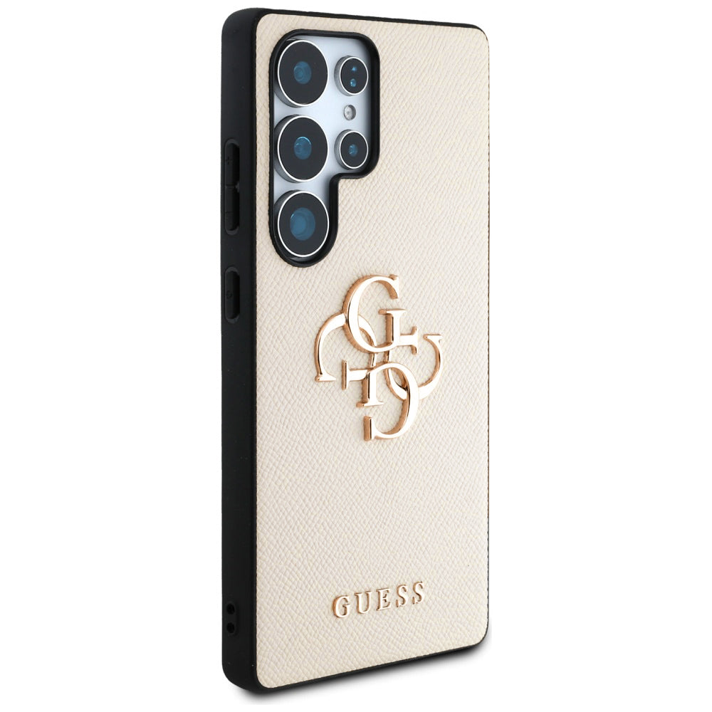 Puzdro pre Samsung Galaxy S25 Ultra S938, Guess, 4G Grained Big and Classic Logo, Bežové