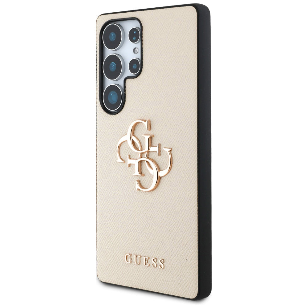 Puzdro pre Samsung Galaxy S25 Ultra S938, Guess, 4G Grained Big and Classic Logo, Bežové