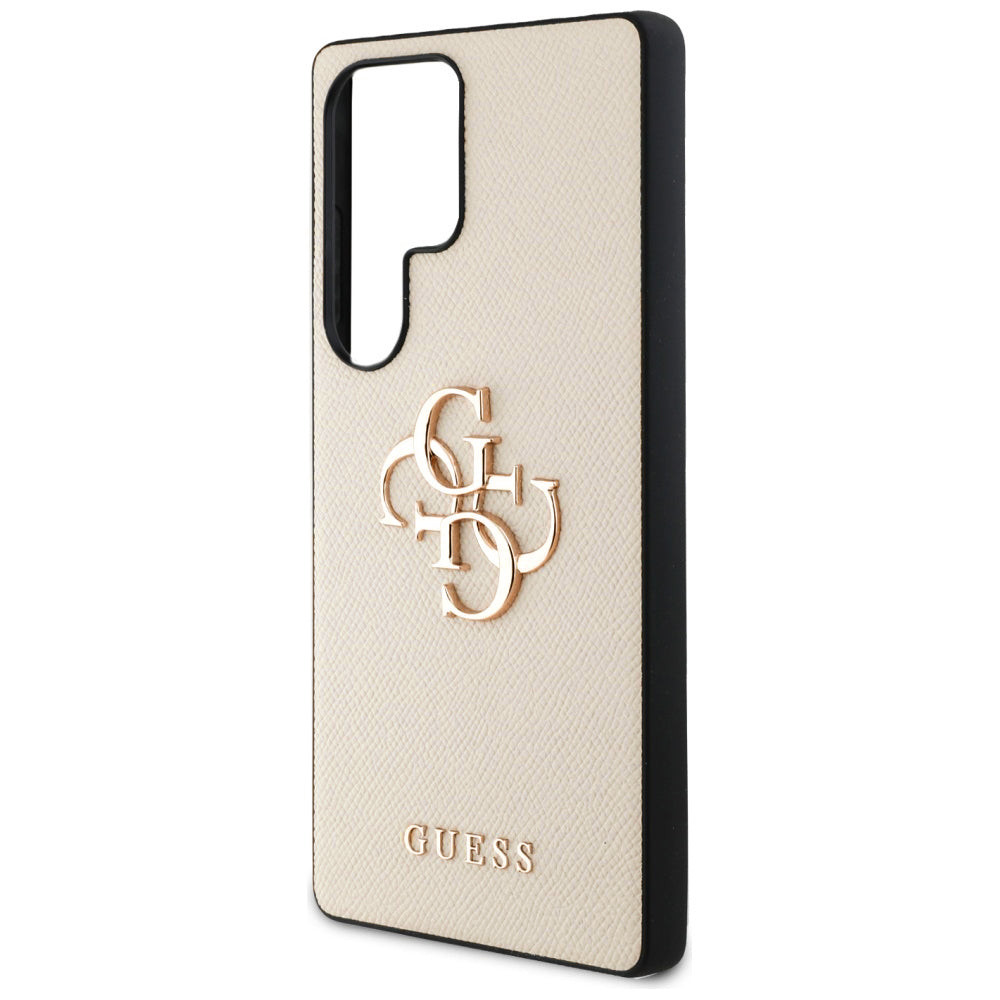 Puzdro pre Samsung Galaxy S25 Ultra S938, Guess, 4G Grained Big and Classic Logo, Bežové