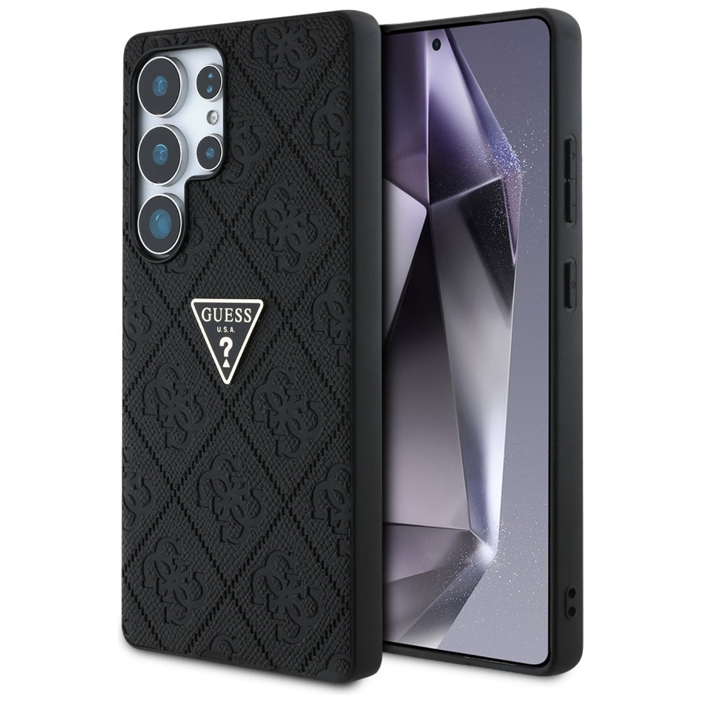 Puzdro pre Samsung Galaxy S25 Ultra S938, Guess, Grained Hot Stamp 4G Triangle, Čierne