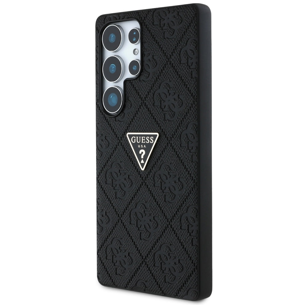 Puzdro pre Samsung Galaxy S25 Ultra S938, Guess, Grained Hot Stamp 4G Triangle, Čierne