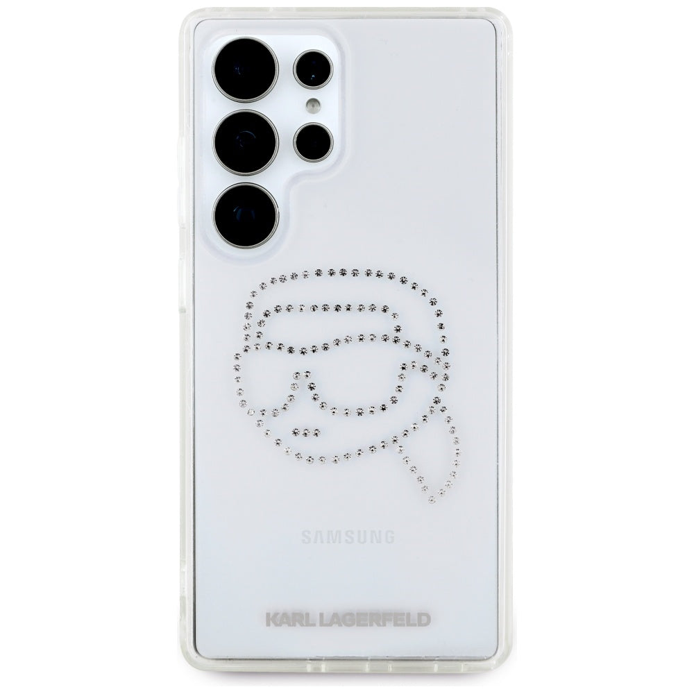 Puzdro pre Samsung Galaxy S25 Ultra S938, Karl Lagerfeld, IML Rhinestones Karl's Head, Transparentné