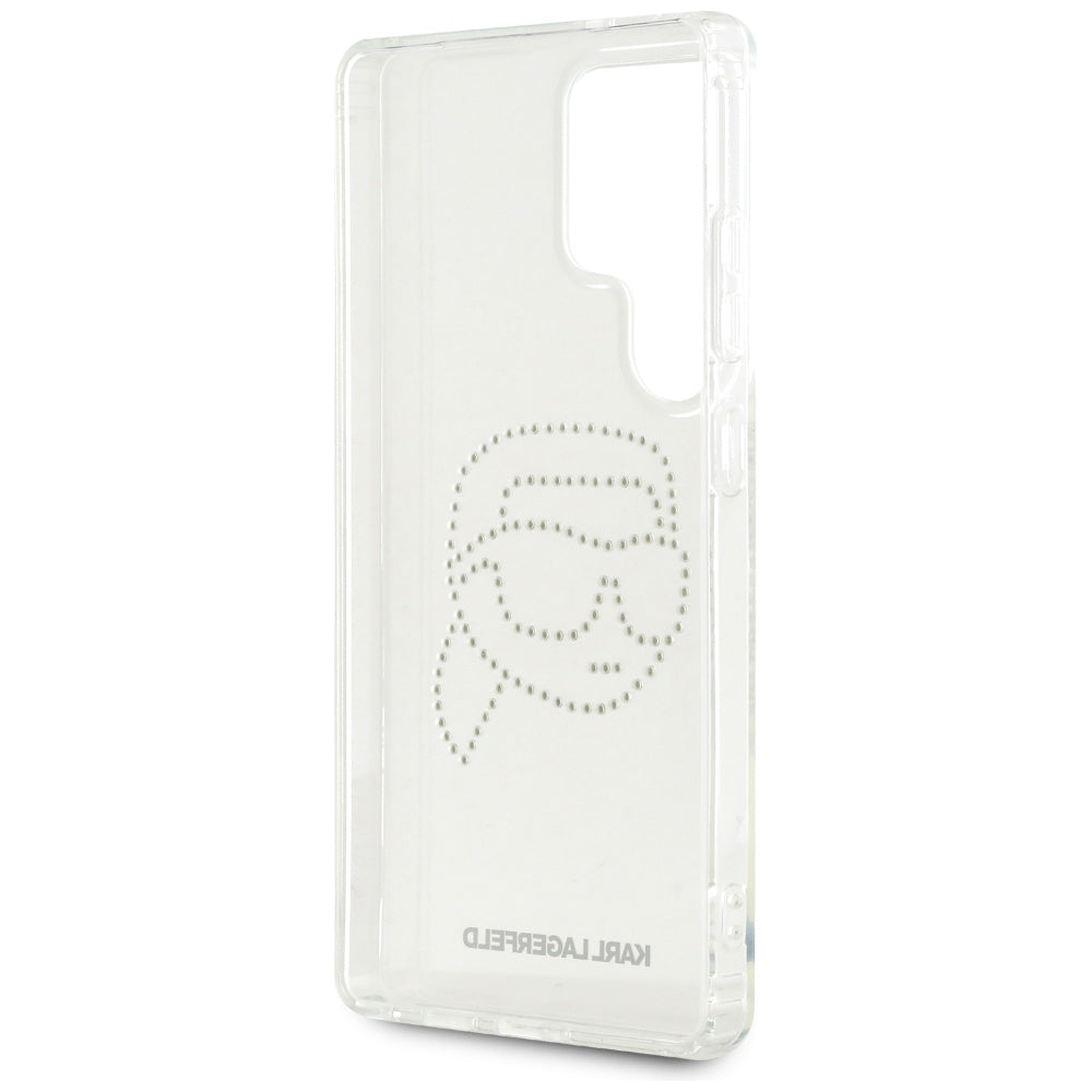 Puzdro pre Samsung Galaxy S25 Ultra S938, Karl Lagerfeld, IML Rhinestones Karl's Head, Transparentné