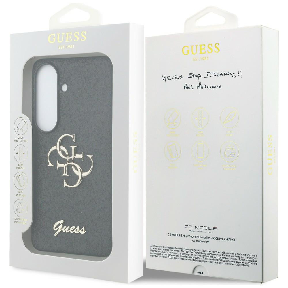 Puzdro pre Samsung Galaxy S26 S942, Guess, Fixed Glitter Big 4G Metal Frame, Čierne