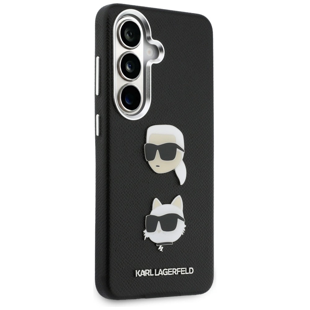 Puzdro pre Samsung Galaxy S26 Plus S947, Karl Lagerfeld, Saffiano Karl & Choupette's Head Pin, Čierne