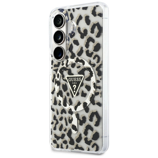 Puzdro MagSafe pre Samsung Galaxy S26 S942, Guess, IML Leopard Pattern, Čierne