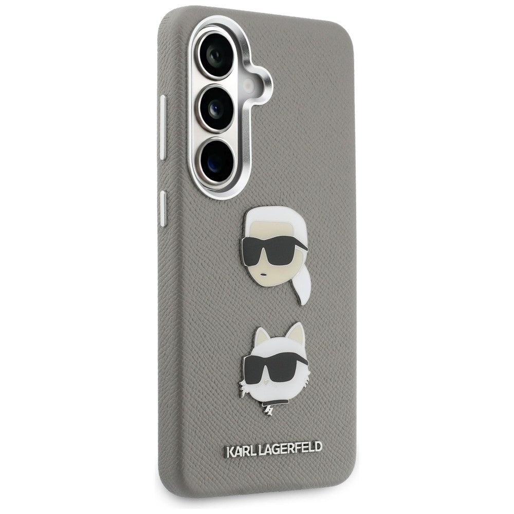 Puzdro pre Samsung Galaxy S26 S942, Karl Lagerfeld, Saffiano Karl & Choupette's Head Pin, Sivé