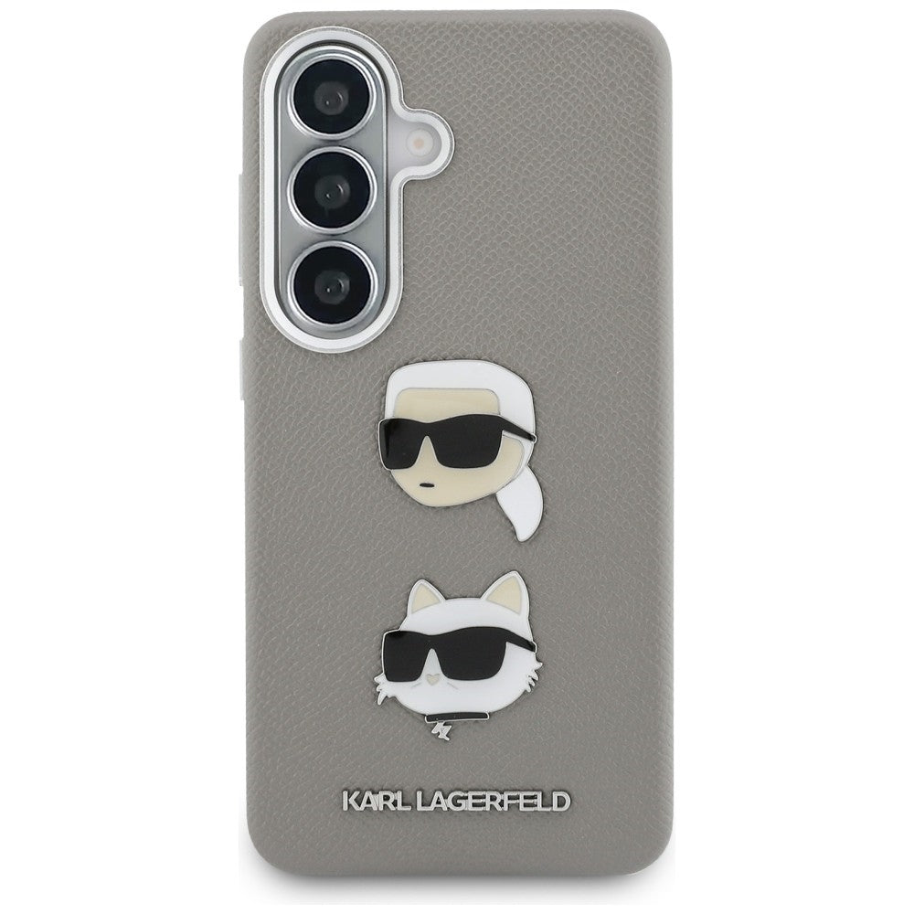 Puzdro pre Samsung Galaxy S26 S942, Karl Lagerfeld, Saffiano Karl & Choupette's Head Pin, Sivé