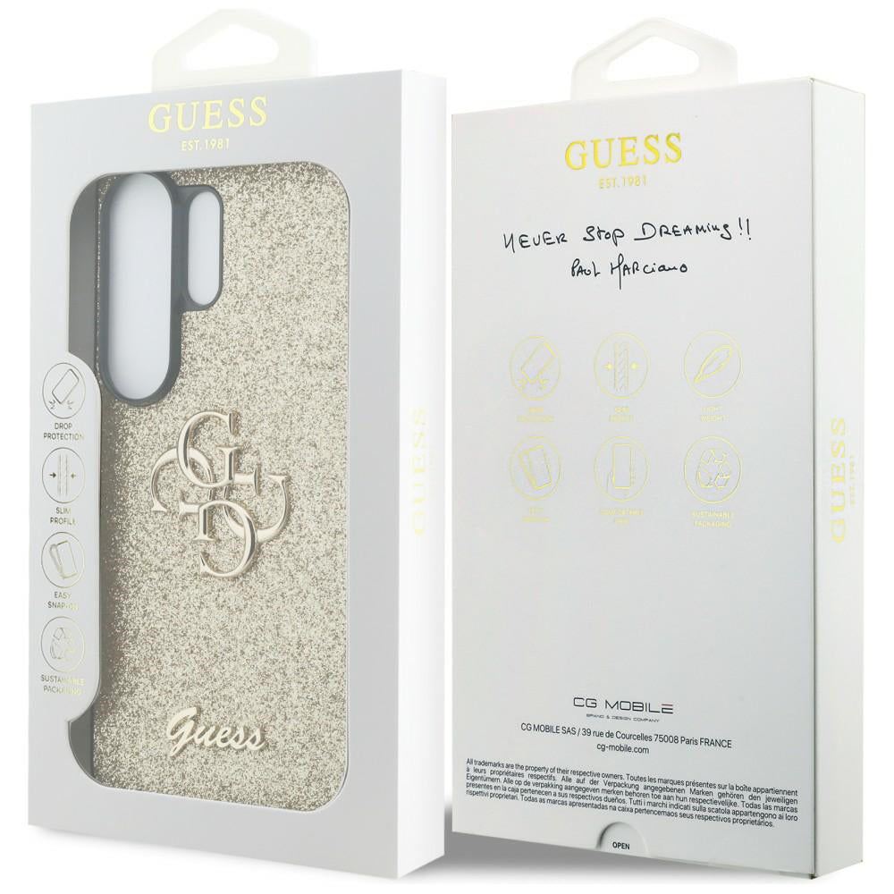 Puzdro pre Samsung Galaxy S26 Ultra S948, Guess, Fixed Glitter Big 4G Metal Frame, Zlaté