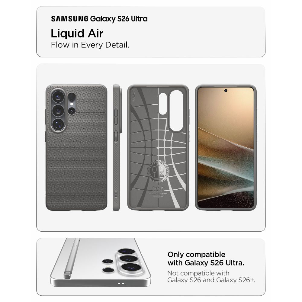 Puzdro pre Samsung Galaxy S26 Ultra S948, Spigen, Liquid Air, Sivé ACS11205