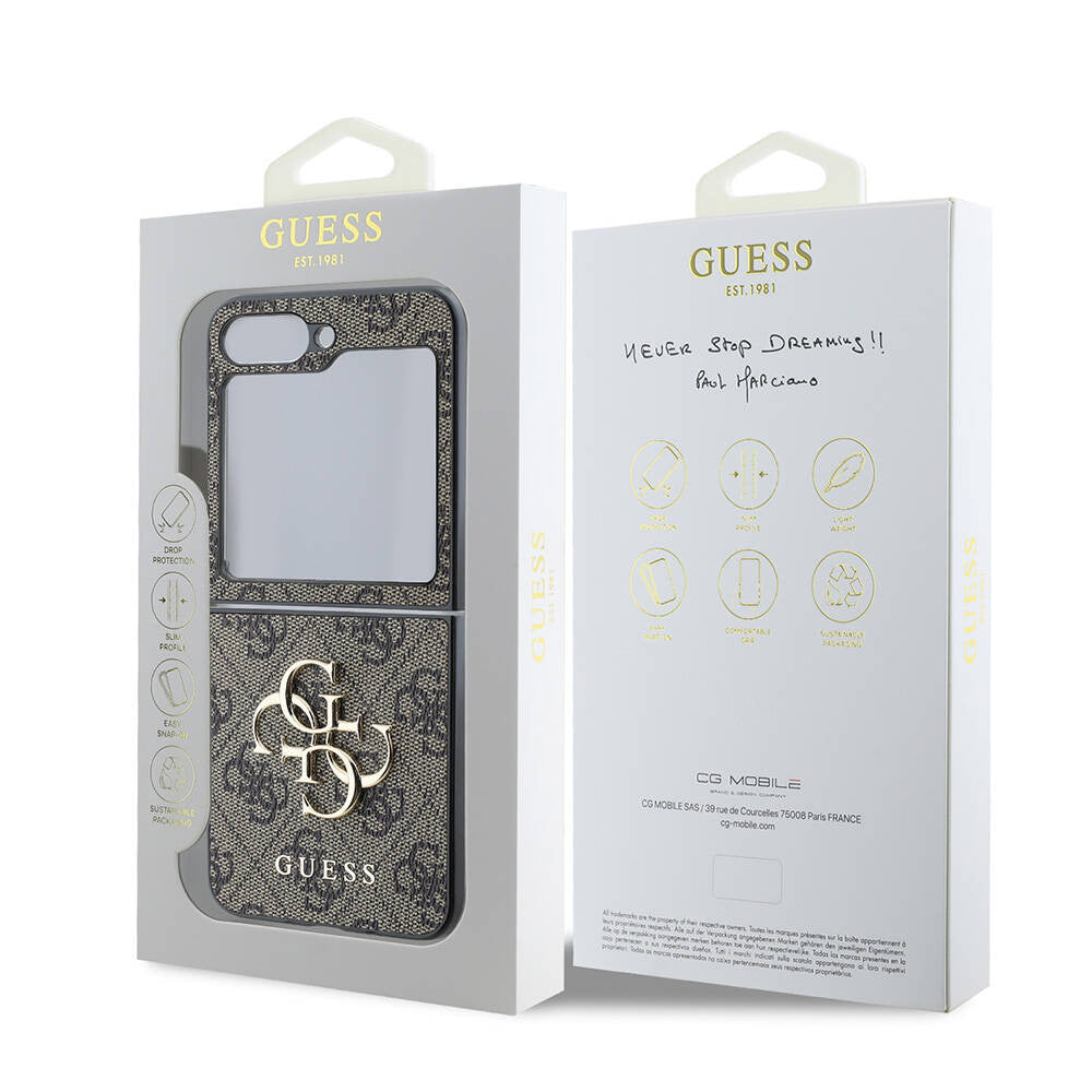 Puzdro pre Samsung Galaxy Z Flip7 F766, Guess, 4G Metal Logo, Čierne