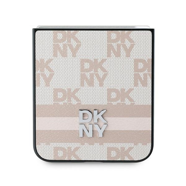 Puzdro pre Samsung Galaxy Z Flip7 FE F761 / Z Flip6 F741, DKNY, Vzor s potlačou kockovaných prúžkov, Ružová