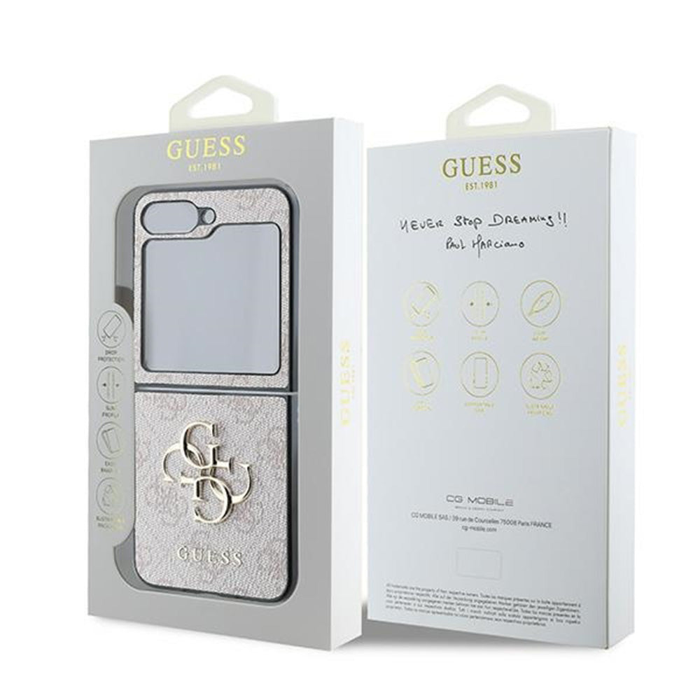 Puzdro pre Samsung Galaxy Z Flip7 FE F761 / Z Flip6 F741, Guess, 4G Metal Logo, Ružové