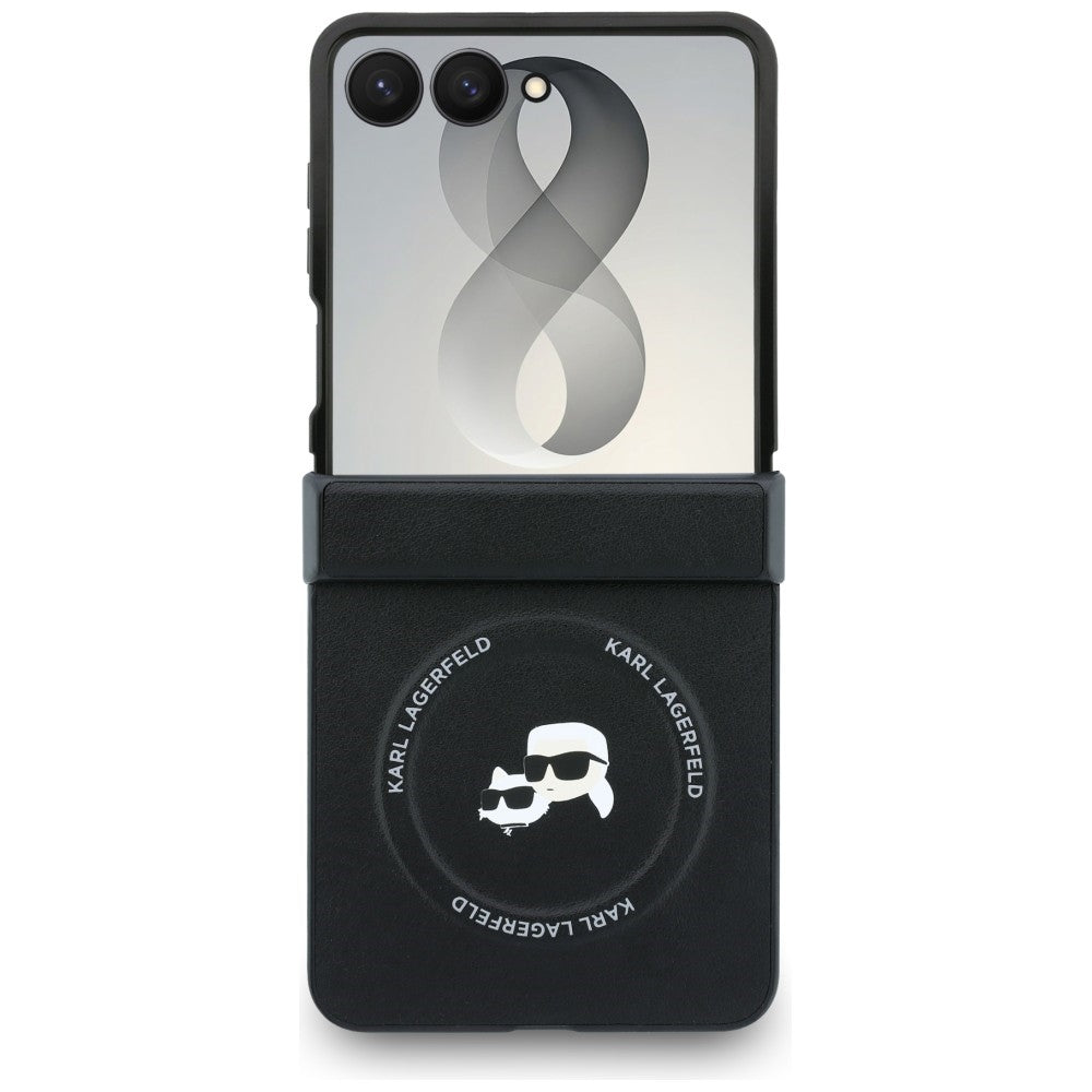 Puzdro pre Samsung Galaxy Z Flip8 F776, Karl Lagerfeld, Karl & Choupette Head Pin, Čierna