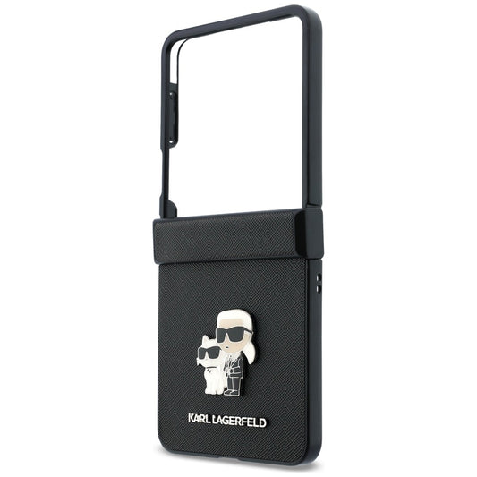 Puzdro pre Samsung Galaxy Z Flip8 F776, Karl Lagerfeld, Saffiano Karl & Choupette kovová spona, čierne