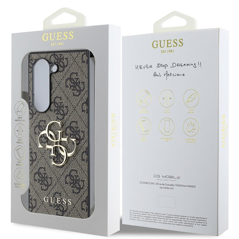 Puzdro pre Samsung Galaxy Z Fold6 F956, Guess, 4G Metal Logo, Hnedé
