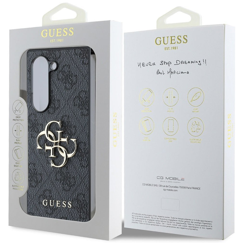 Case for Samsung Galaxy Z Fold6 F956, Guess, 4G Metal Logo, Black