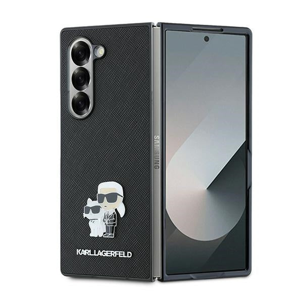 Puzdro pre Samsung Galaxy Z Fold6 F956, Karl Lagerfeld, Saffiano Karl & Choupette Metal, Čierne
