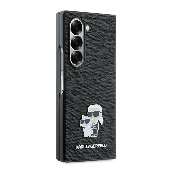 Puzdro pre Samsung Galaxy Z Fold6 F956, Karl Lagerfeld, Saffiano Karl & Choupette Metal, Čierne