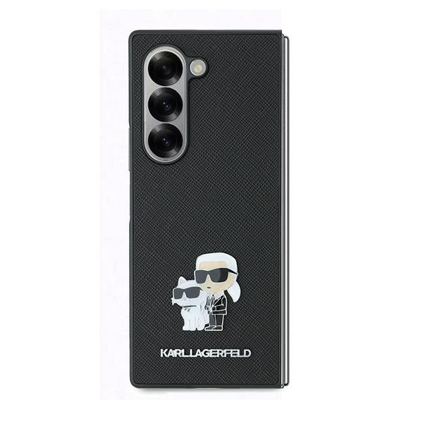 Puzdro pre Samsung Galaxy Z Fold6 F956, Karl Lagerfeld, Saffiano Karl & Choupette Metal, Čierne